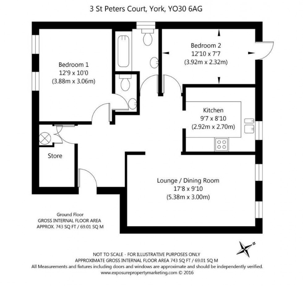 Floorplan for St. Peters Court, Bootham, York