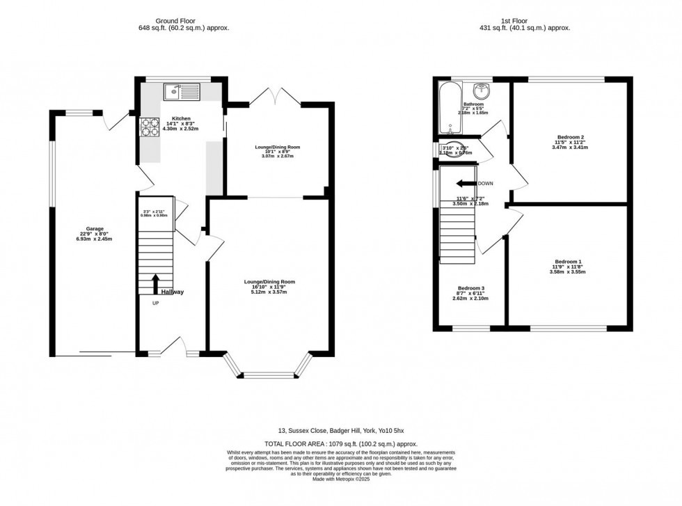 Floorplan for Sussex Close, York