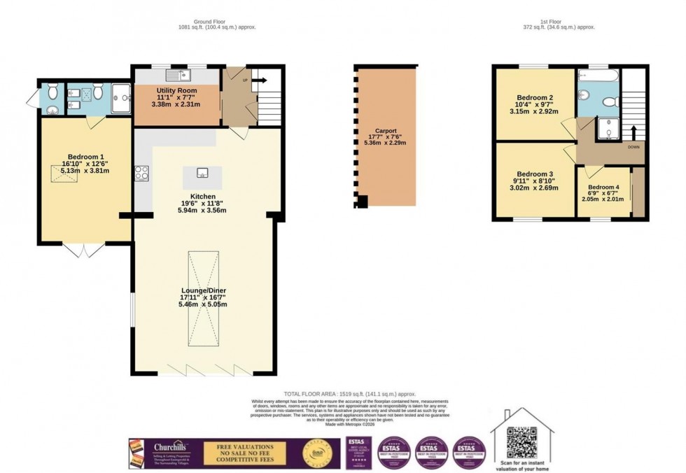 Floorplan for The Poplars, Newton On Ouse, York