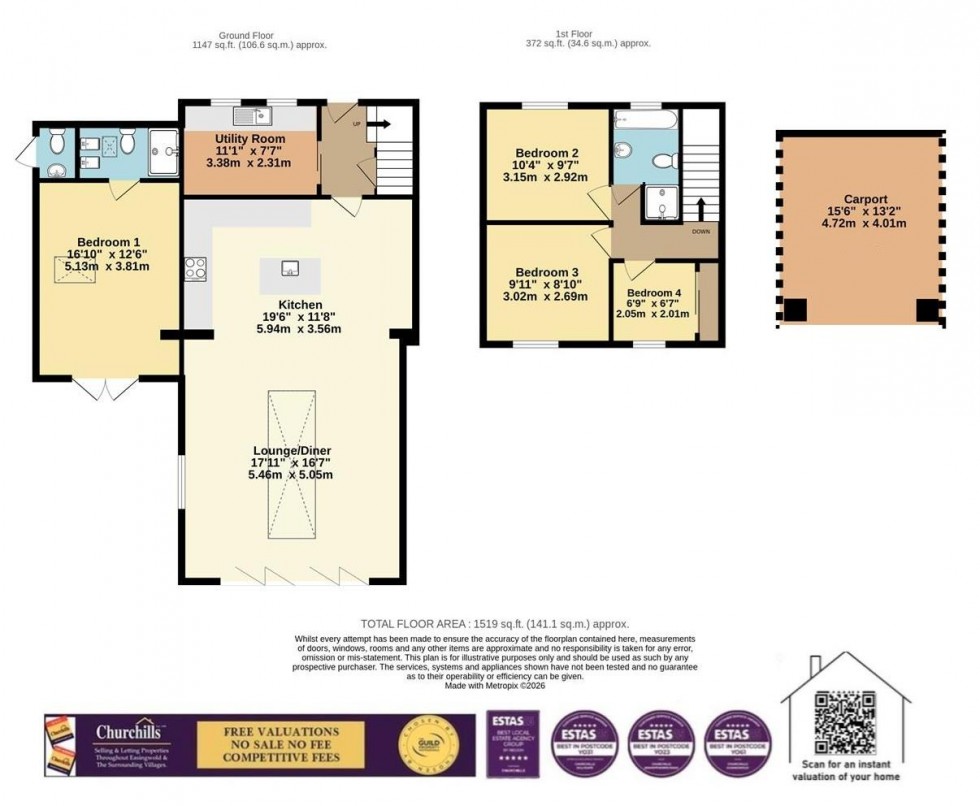 Floorplan for The Poplars, Newton On Ouse, York