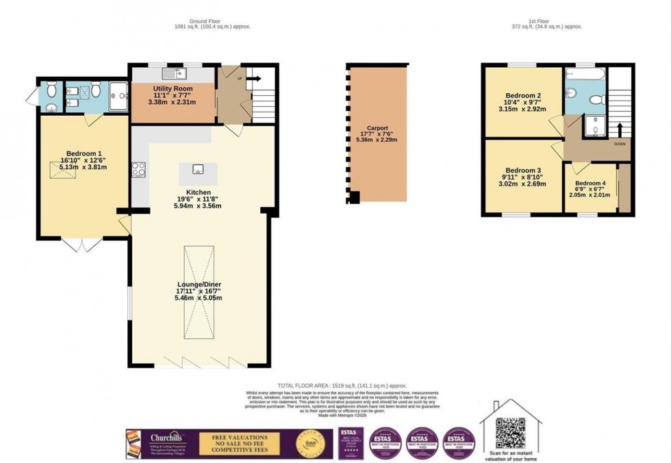 Floorplan for The Poplars, Newton On Ouse, York