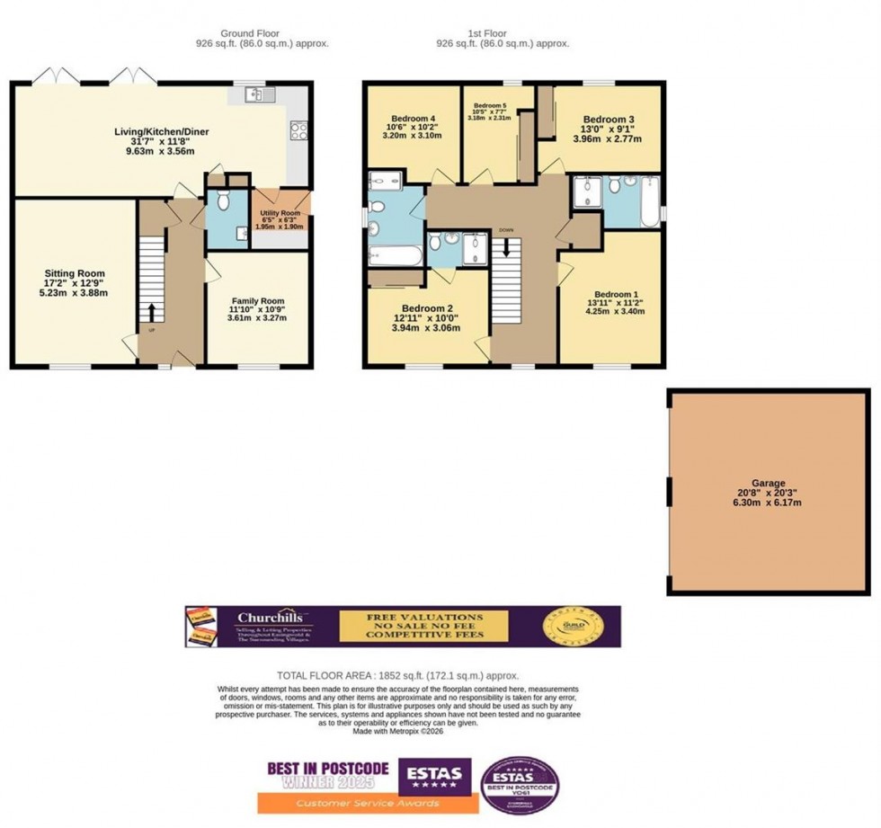 Floorplan for Aspen Road, Easingwold, York