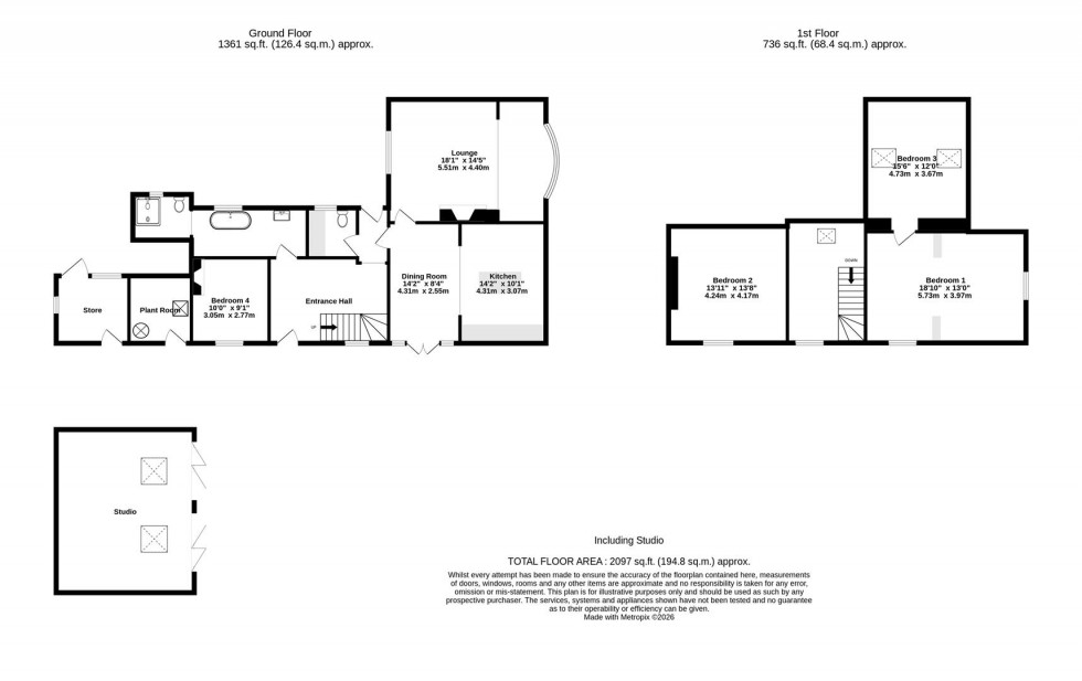 Floorplan for The Bungalow, Cottage Farm, Bad Bargain Lane, Osbaldwick, York