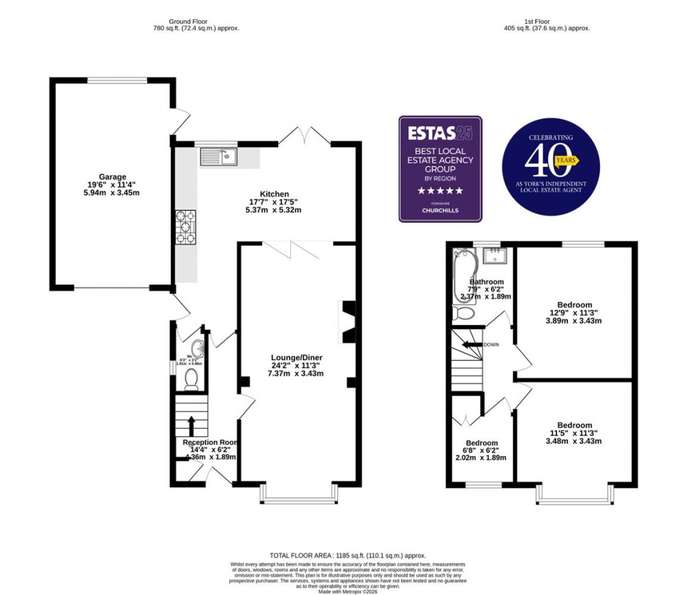 Floorplan for Rosedale Avenue, Acomb
