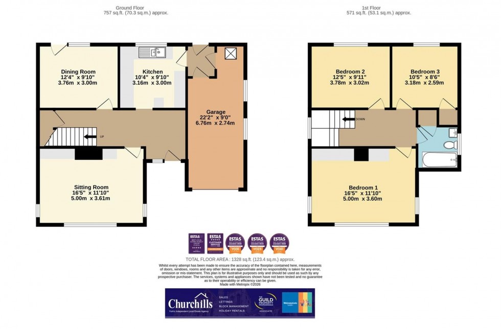 Floorplan for St. Johns Avenue, Kirby Hill, Boroughbridge, York